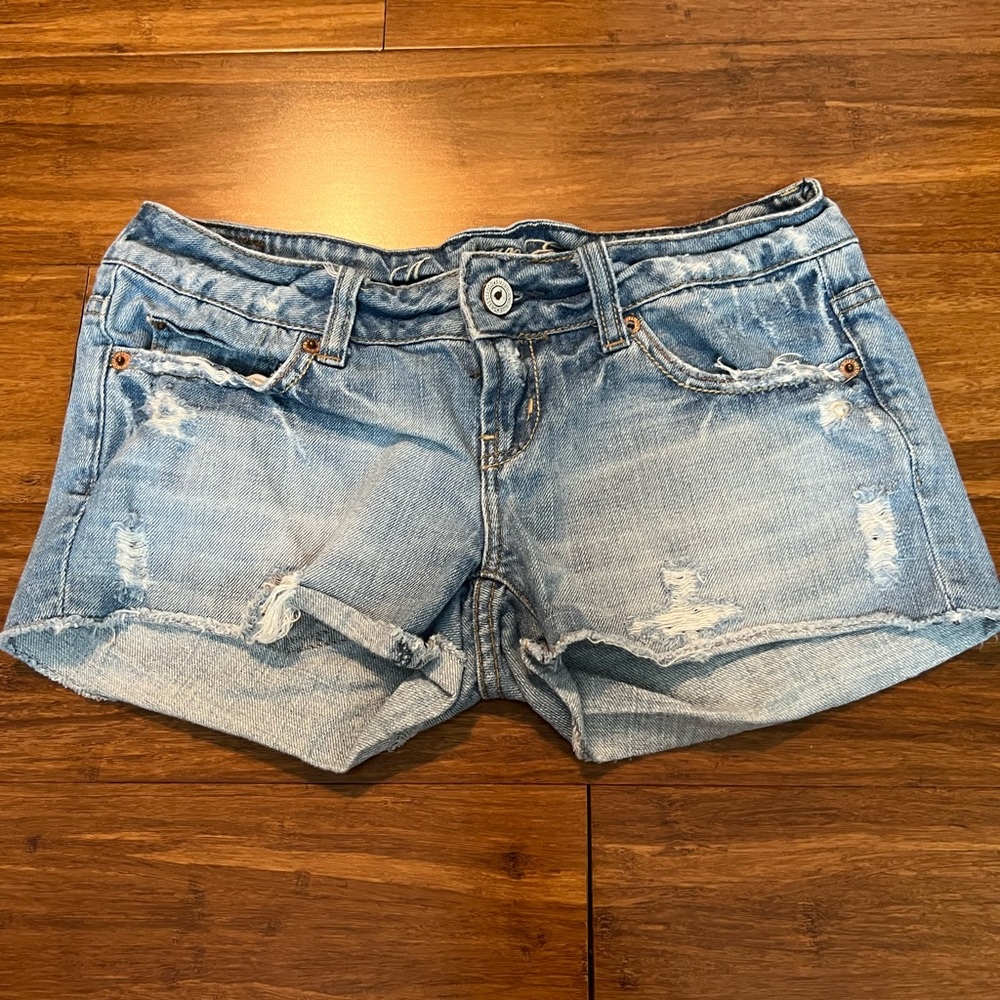 Women American Eagle Distressed Denim Shorts Size 0